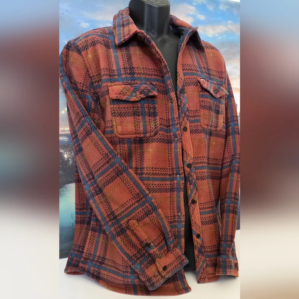 O'NEILL Rust & Navy Plaid Snap Buttons Jacket NWT